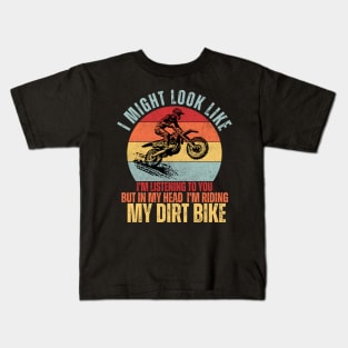 cool retro dirt bike for motocross bikers Kids T-Shirt